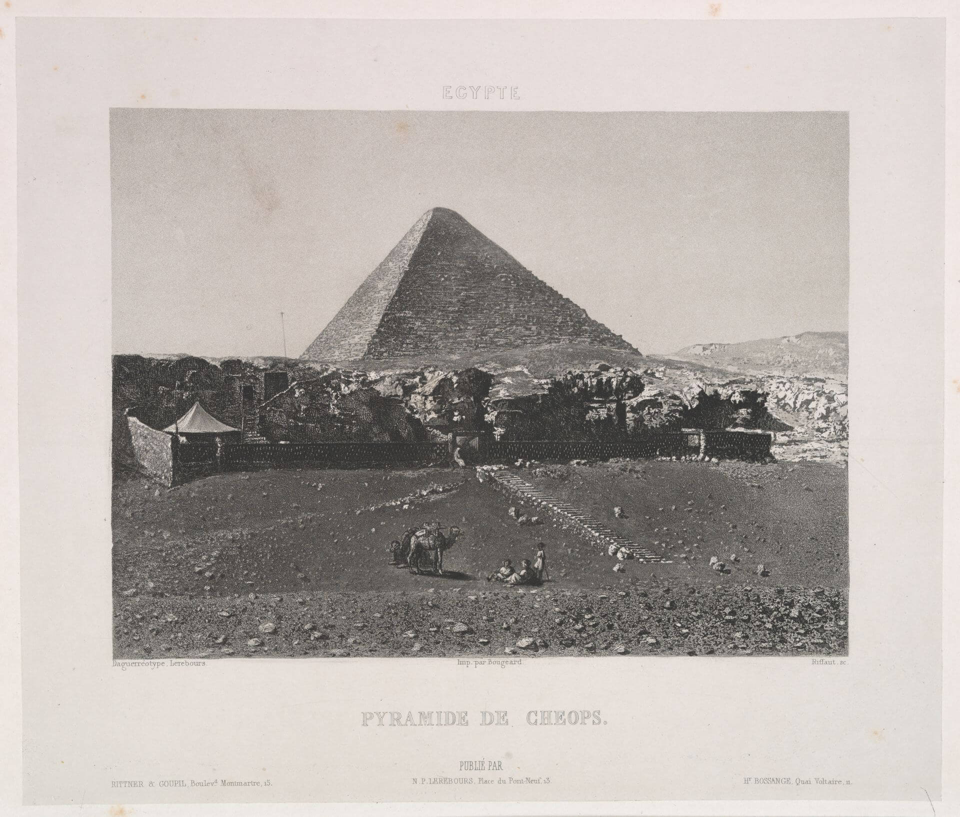 勒布爾斯《銀版攝影之旅》（Excursions Daguerriennes. Vues et monuments les plus remarquables du globe）1839年銀版攝影，1842年印製，埃及古夫金字塔，大都會博物館…