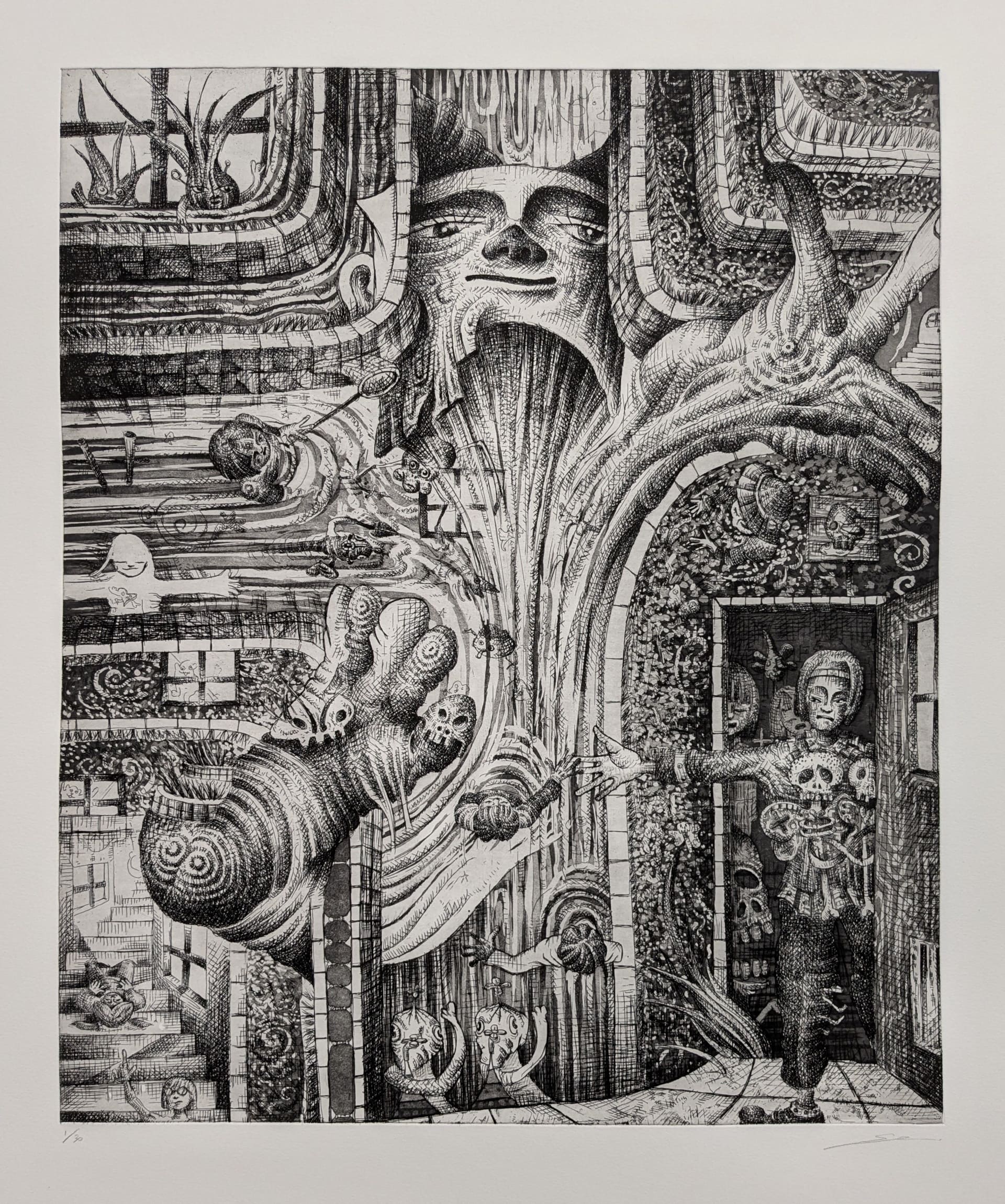 朝井颯志，《循環》，水松石版、銅版蝕刻， 72 × 84 × 3.5 cm，2025。（ONE ART Taipei提供）