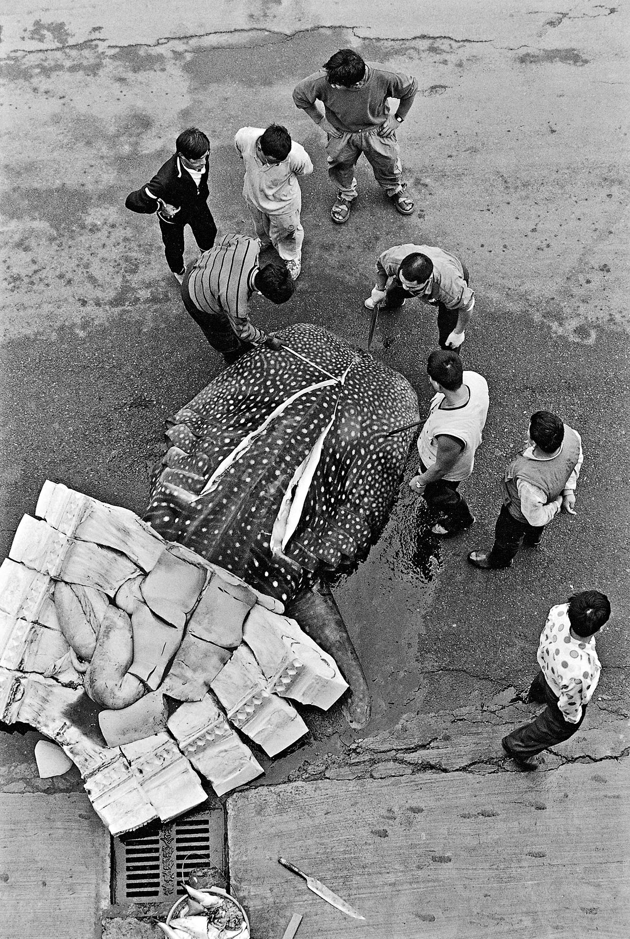 圖為沈昭良「映像．南方澳」系列影像（1995–2000）。沈昭良以長時間駐地拍攝南方澳漁港，透過漁業、宗教與日常勞動的交織，細膩呈現地方地景與人文結構的變遷，奠定其日後紀實與當代影像創作的關鍵起點。（沈昭良提供）