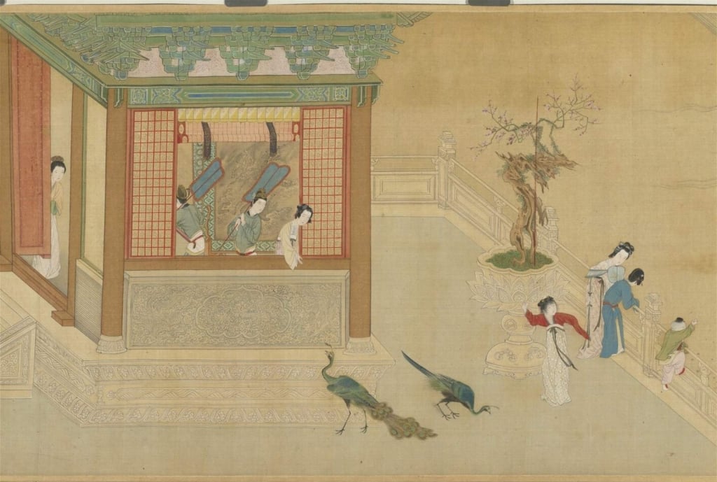 國立故宮博物院藏仇英《漢宮春曉》（局部）。仇英傳世作品極少，《漢宮春曉》近幾年曾數次在臺北故宮特展中露面，被故宮小編戲稱為「故宮書畫處勞動楷模」。攝影／國立故宮博物院，CC0。