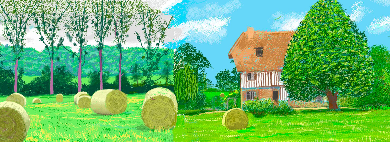 大衛・霍克尼，《諾曼第的一年》（局部），2020–2021，iPad 複合繪畫。 （© David Hockney）