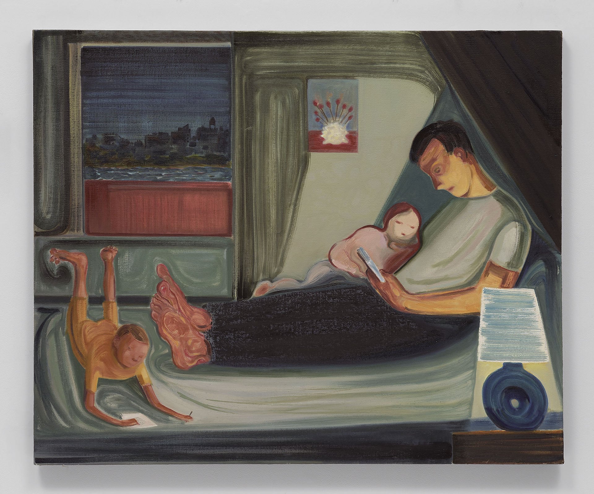 尼可‧艾森曼｜與Freddy和George一起在希望街（Hope Street with Freddy and George ） 油彩、畫布 71.1×86.4×2.5cm 2016–2023 © Nicole Eisenman（攝影／Th…