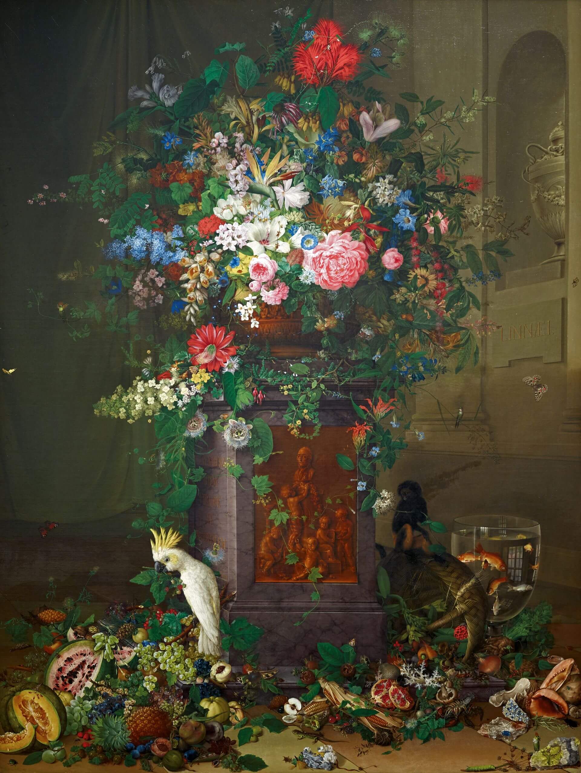 約翰.納普(Johann Knapp),《向雅坎致敬》(Homage to Jacquin),約1821-22年,油彩畫布,218 × 164公分,維也納美景宮藏。(維基百科)