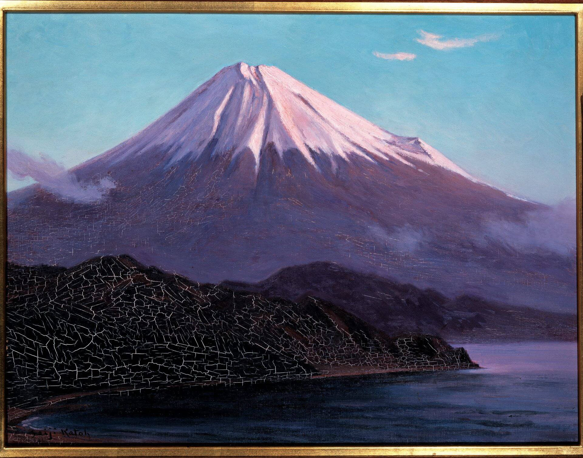 圖15 加藤靜兒《清晨的富士山》，1943年之前，油彩畫布，47.9×63.6公分，韓國國立中央博物館藏。引自韓國國立中央博物館典藏資料庫