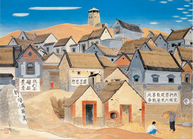 圖16 矢澤弦月《華北之秋》，1942-1943年，紙本彩色，116.5×116.4公分，韓國國立中央博物館藏。引自韓國國立中央博物館典藏資料庫