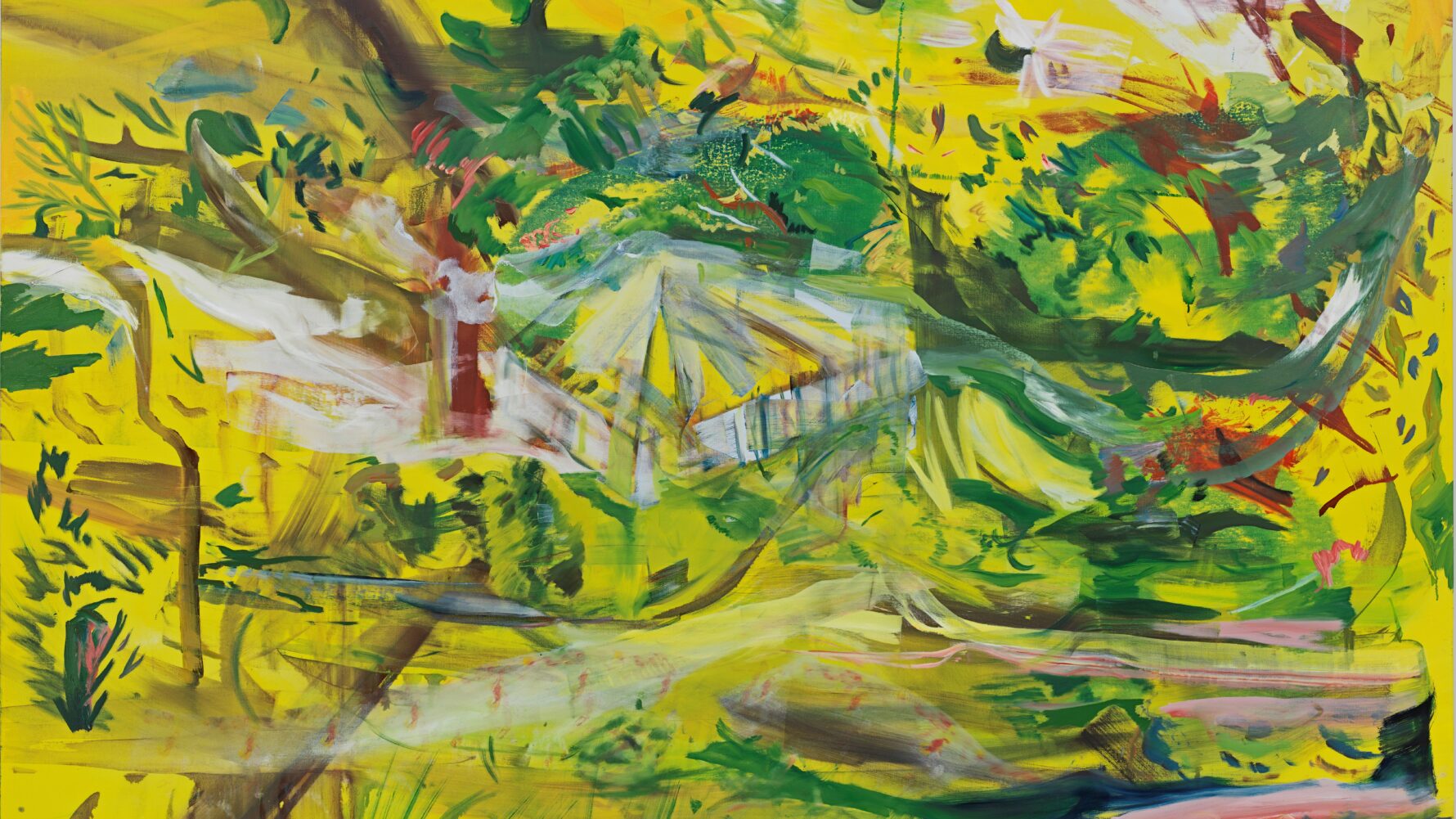 塞西莉，布朗，《蛇形圖像》（局部），2024年，亞麻布油畫，119.38×185.42cm。©Cecily Brown