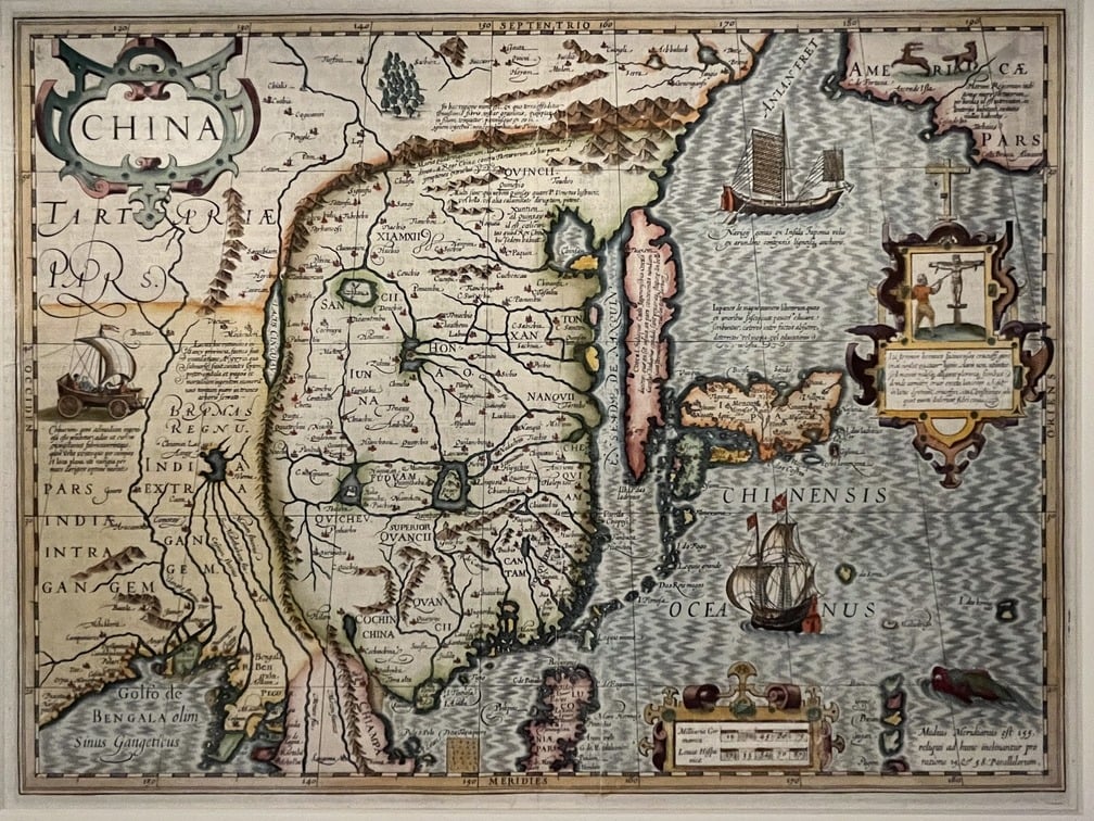 約多庫斯・洪第烏斯（1563-1612）1606年出版〈中國圖〉，九州國立博物館藏，展期2/15至3/29。