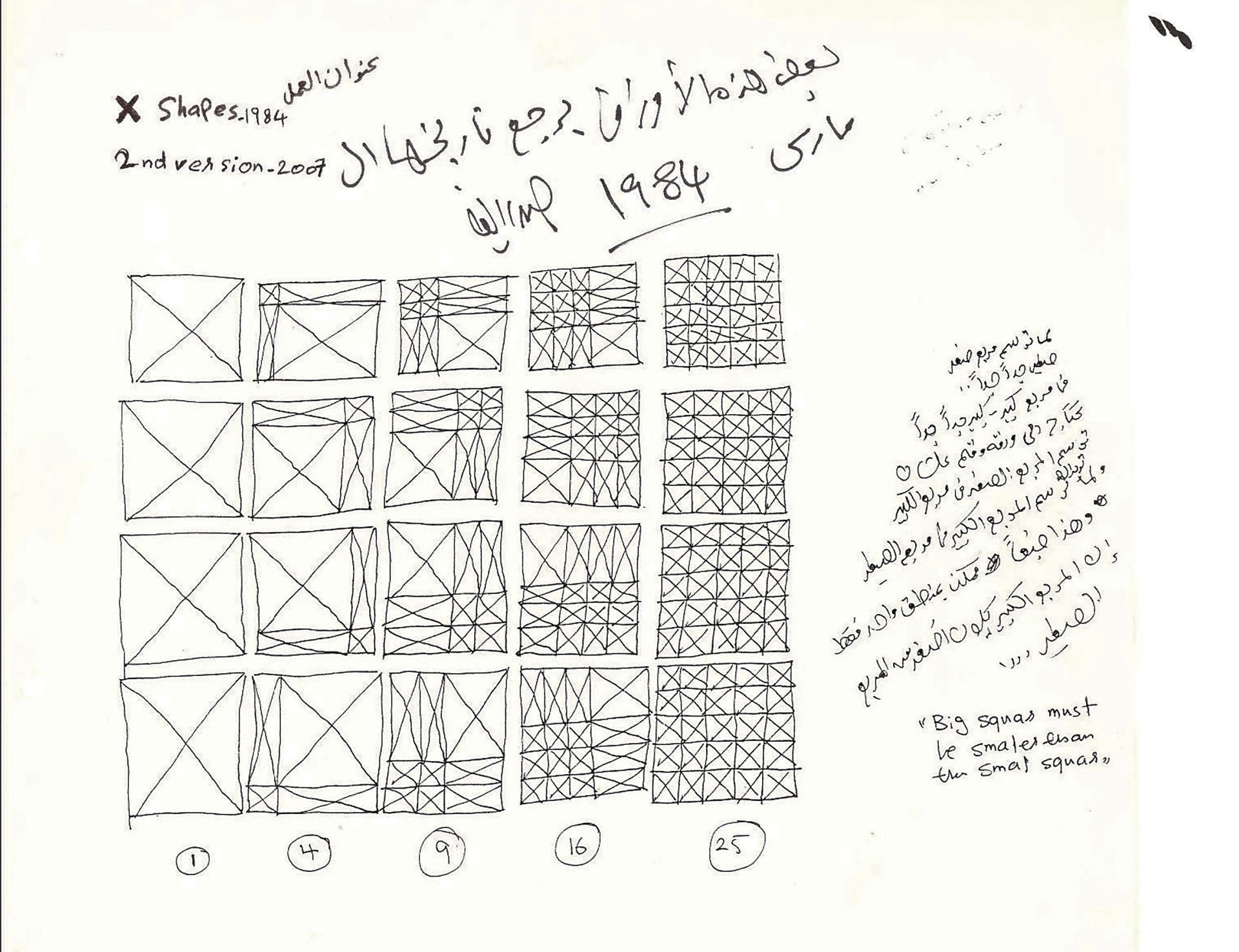 哈桑．沙里夫（Hassan Sharif）1984年繪製的《X Shapes》。（©galleryisabelle, Hassan Sharif）