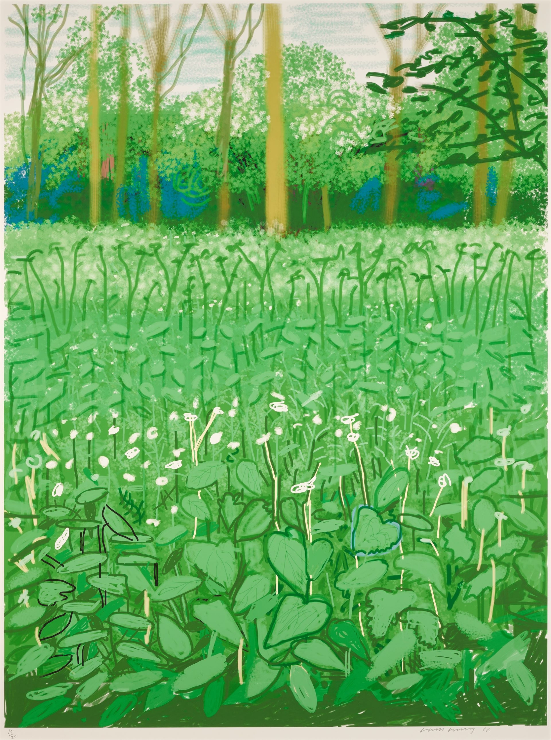 大衛．霍克尼《The Arrival of Spring in Woldgate, East Yorkshire in 2011 – 6 May》拍出48.6萬英鎊成交價。