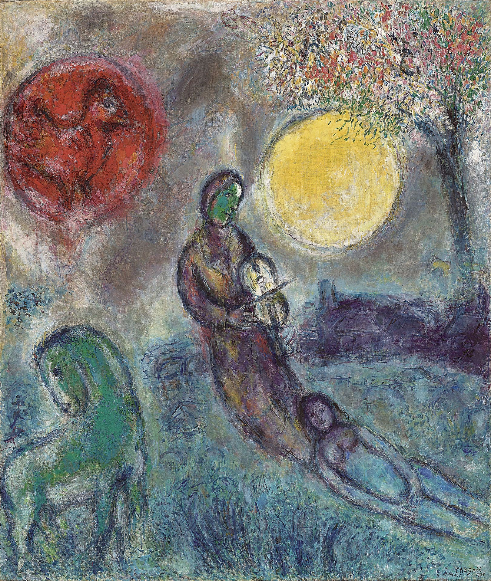 馬克．夏卡爾，《田園牧歌》，油彩、畫布，135×113.7 cm，1975–76年作。HK,000,000–33,000,000（佳士得提供）