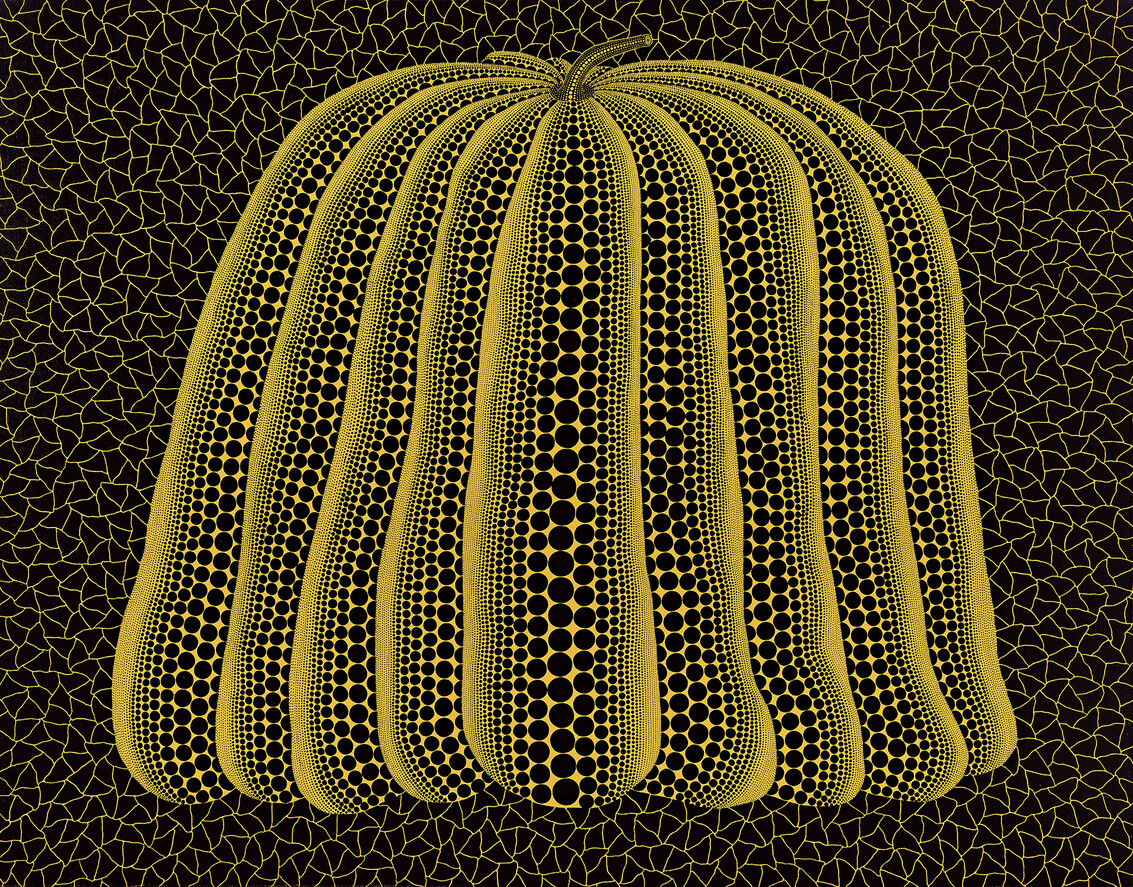 草間彌生，《南瓜》，壓克力、畫布，91×116.8 cm，1993年作。HK,000,000–40,000,000（佳士得提供）