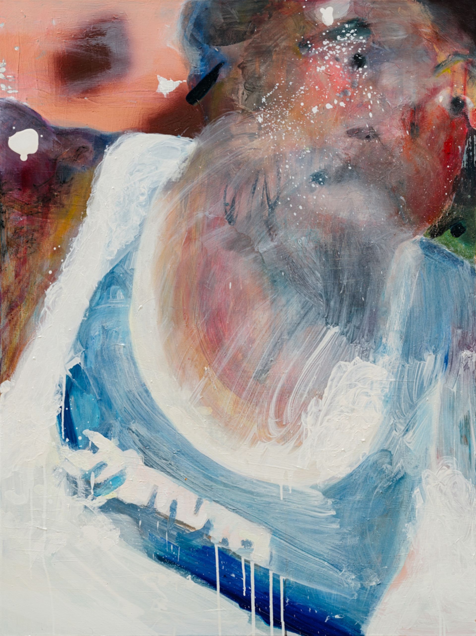 郭彥甫，《提速》，油彩、噴漆、畫布，120 × 90 cm，2024。（亞洲藝術中心提供）