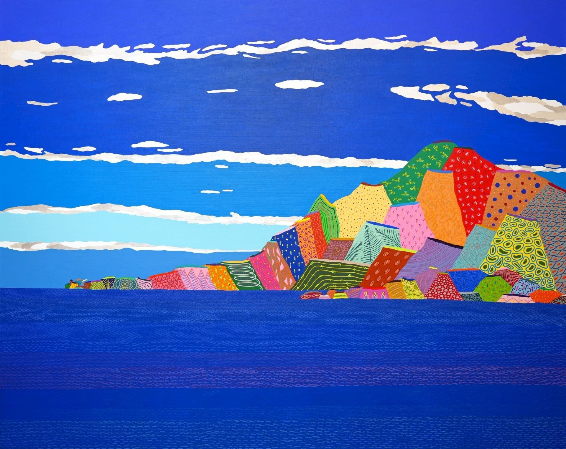 盧俊翰，《神秘海岸前的風景》，2026，壓克力、畫布，130x162cm。（藝星藝術中心提供）