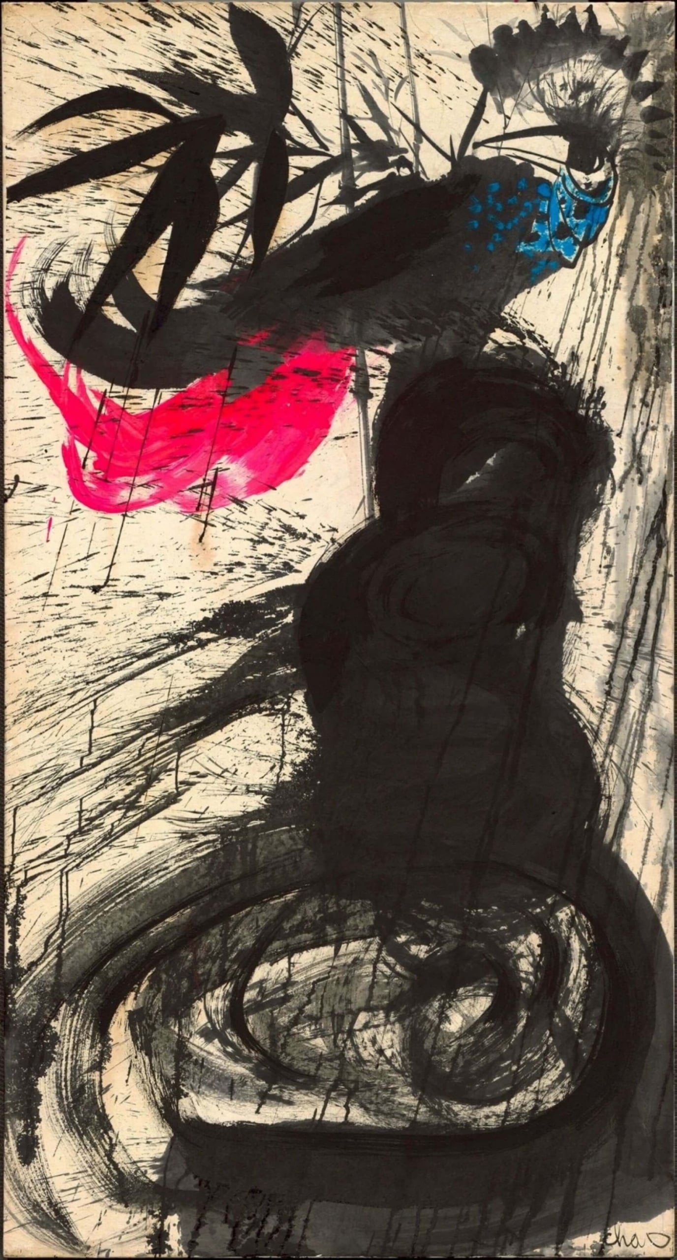 趙春翔，《霓裳舞衣》，墨上彩、壓克力，178×94 cm（18.6才），裱板：180.5×97×2 cm，1972。（尊彩藝術中心提供）