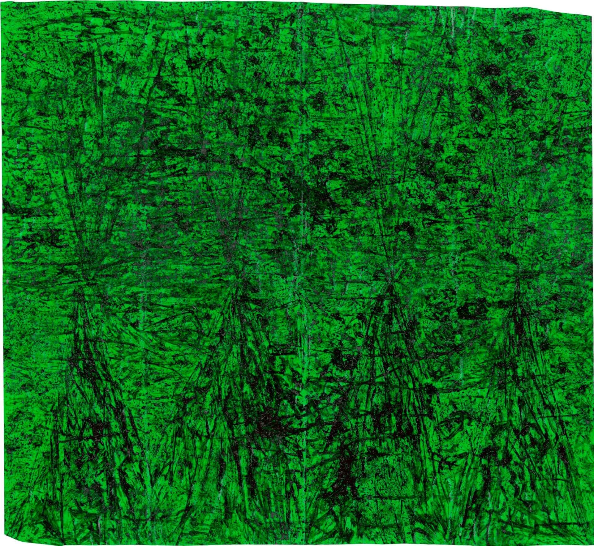 許雨仁，《沒形之十四 S》，壓克力、炭、墨、膠、塑膠布，109.5×119cm，2021。（采泥藝術提供）