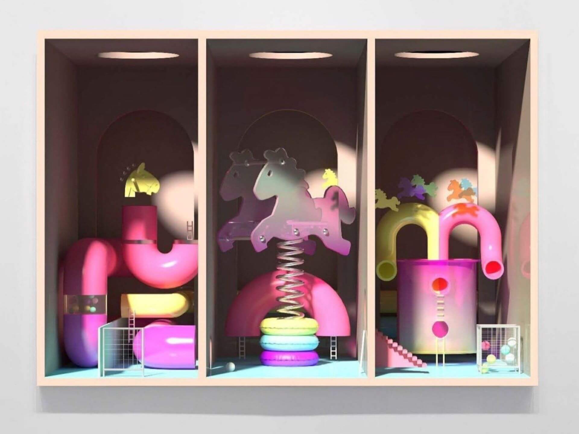 圖說:梅迪.哈迪盧揚,《偶像樂園》(The Idols Playground),油彩、壓克力、畫布,2025-2026,200 × 300公分。(圖片由藝術家與貝浩登提供)