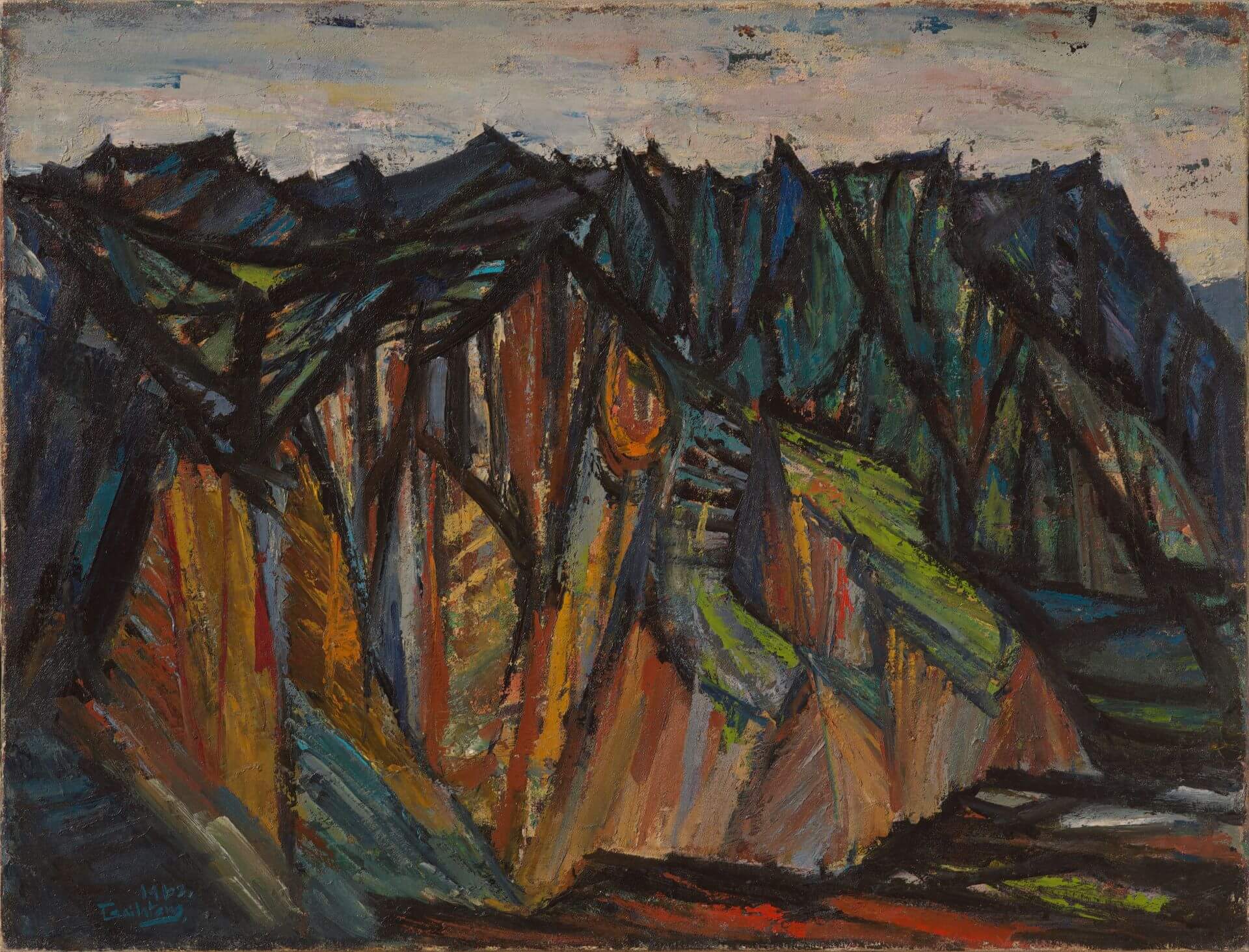 蔡蔭棠，《阿里山塔山（東埔）》，1962，油彩畫布，80 × 60.5公分，順益台灣美術館藏。（順益台灣美術館提供）