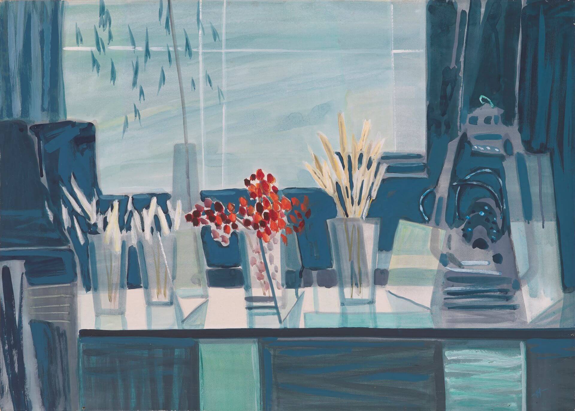 蕭如松，《靜物》，年代不詳，不透明水彩紙本，65 × 91公分，順益台灣美術館藏。（順益台灣美術館提供）