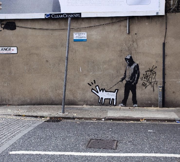 Editorial use only Mandatory Credit: Photo by Shutterstock (1235918b) Graffiti by Banksy on a wall in Bermondsey, London…