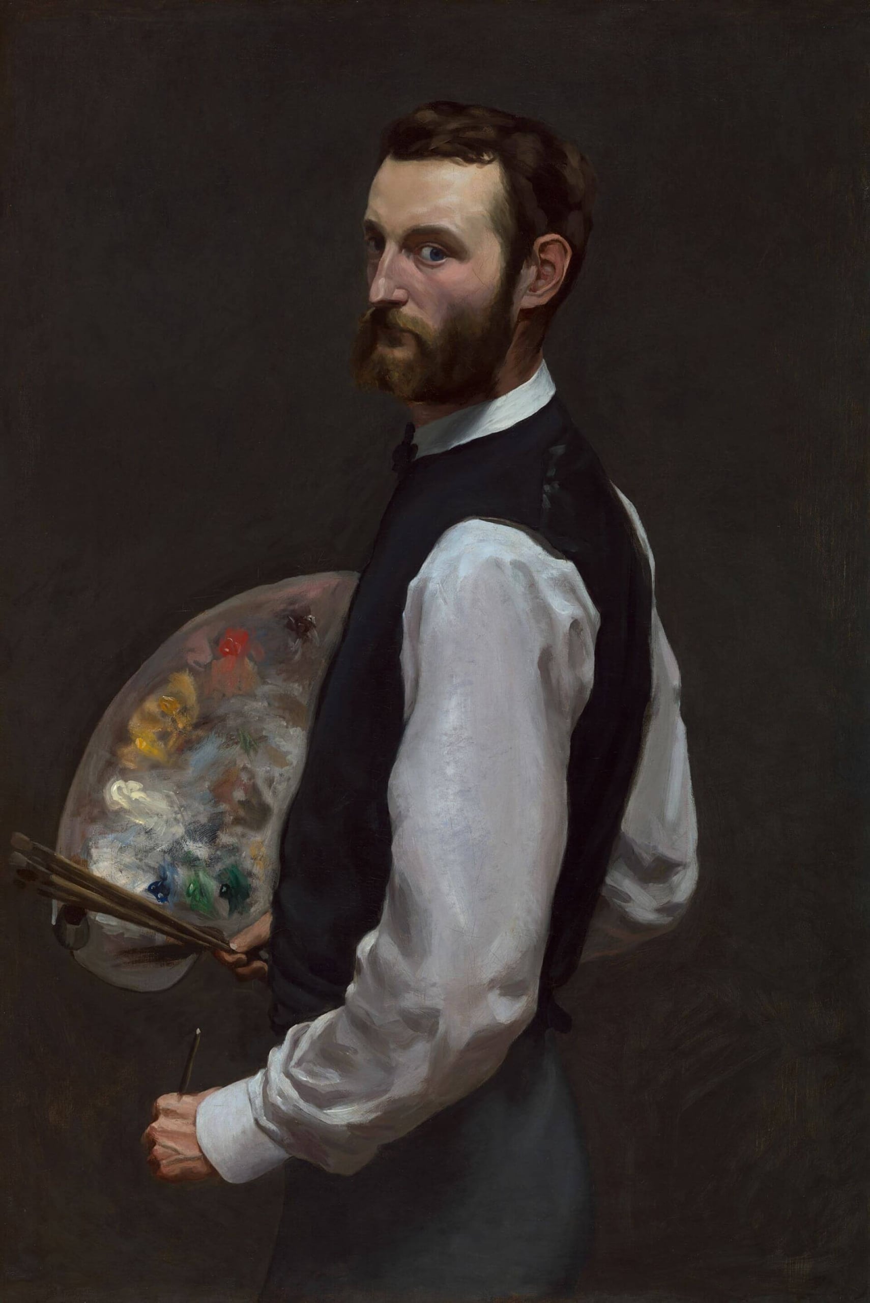 弗雷德里克．巴齊耶《自畫像》（Self-Portrait），1865-1866，油彩畫布，108.9×71.1公分，芝加哥藝術博物館（Art Institute of Chicago）藏。引自芝加哥藝術博物館典藏資料庫