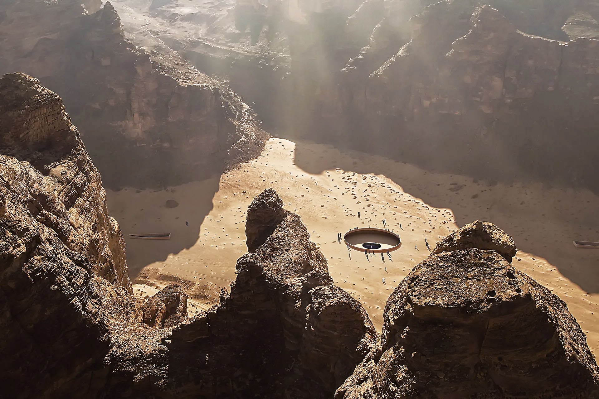 圖為馬塔爾（Matar）於第四屆沙漠藝術節「Desert X AlUla」展出的裝置作品《幻象者／蜃景者》（Ashab Al-Lal）。（© Ahmed Mater）