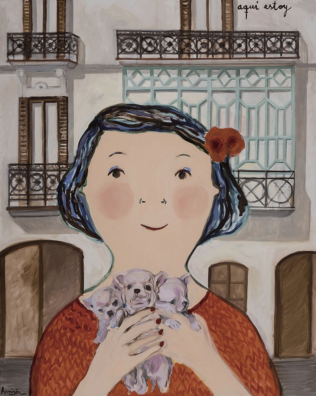 伊娃．阿米森｜我在這裡 油彩畫布 162×130 cm 2022。（藝術家提供）
