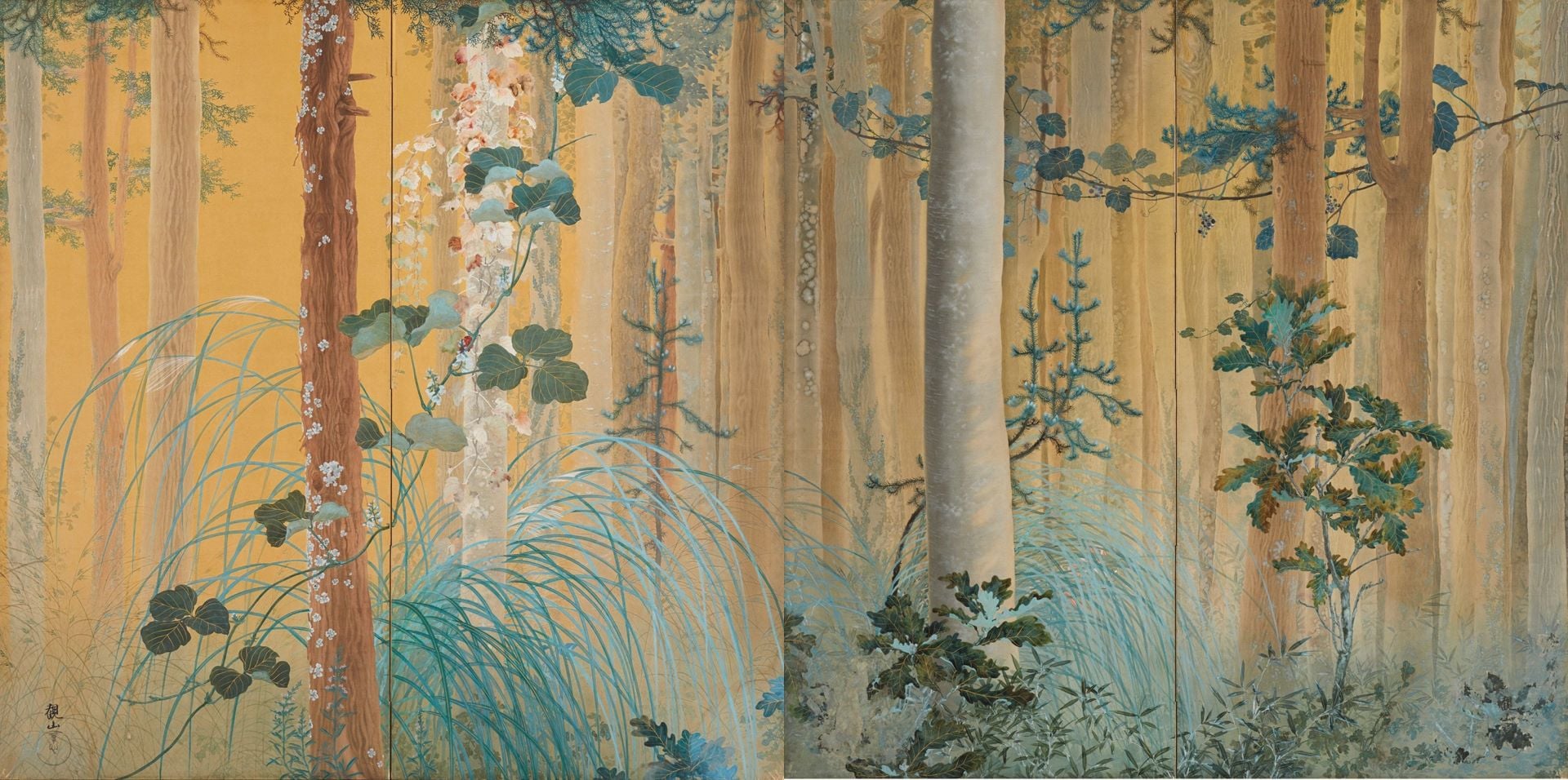 下村觀山,〈林間秋色〉,1907,東京國立近代美術館藏。(東京國立近代美術館提供)