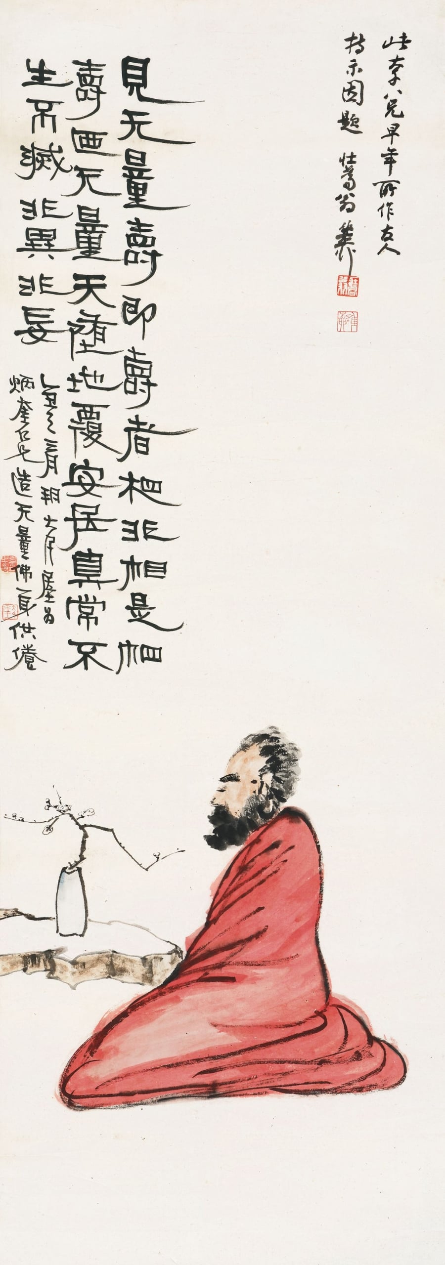 張大千1925年作《無量壽佛》，設色紙本，111.8×40公分，估價120萬至200萬港元。香港邦瀚斯提供。