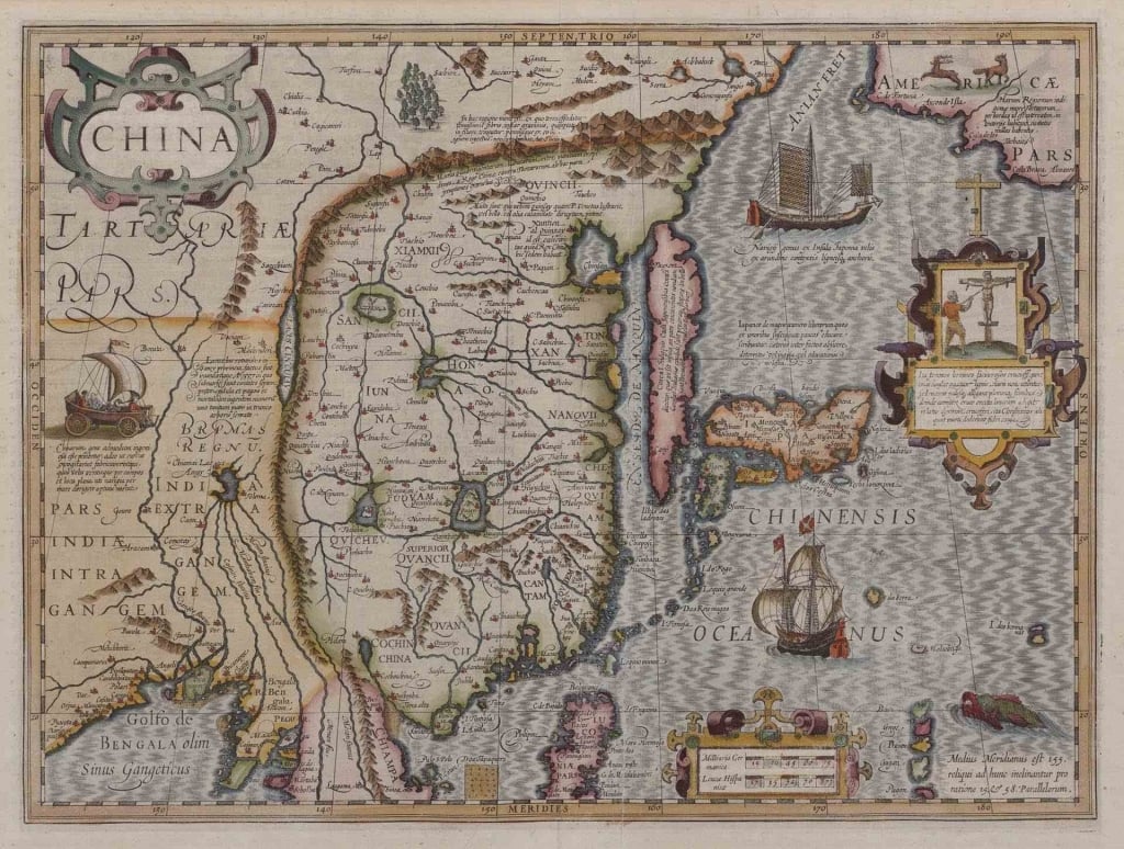 1606年〈中國圖〉，九州國立博物物館藏。圖取自Colbase。2/15展至3/29。