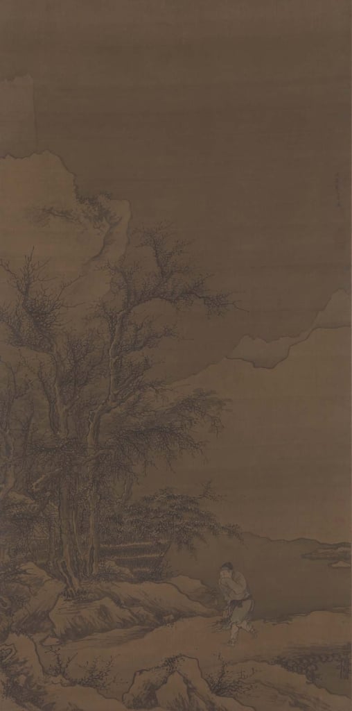 圖11 明 戴進約1455年作〈雪歸圖〉軸,絹本水墨設色,167.6×82.6公分,紐約大都會博物館藏。