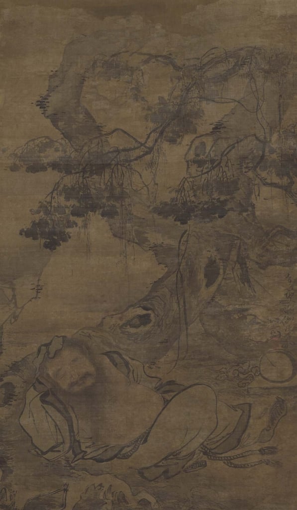 圖13 明16世紀早期 陳子和〈古木酒仙圖〉軸,絹本水墨,175.3×102.2公分,紐約大都會博物館藏。