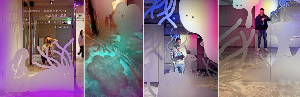 展覽尚未開始，觀眾已先成為作品的一部分。入口鏡面刻著阿內絲·尼恩（Anaïs Nin）的句子：「我們看到的不是事物本身，而是我們自己。」（林宇儂提供）