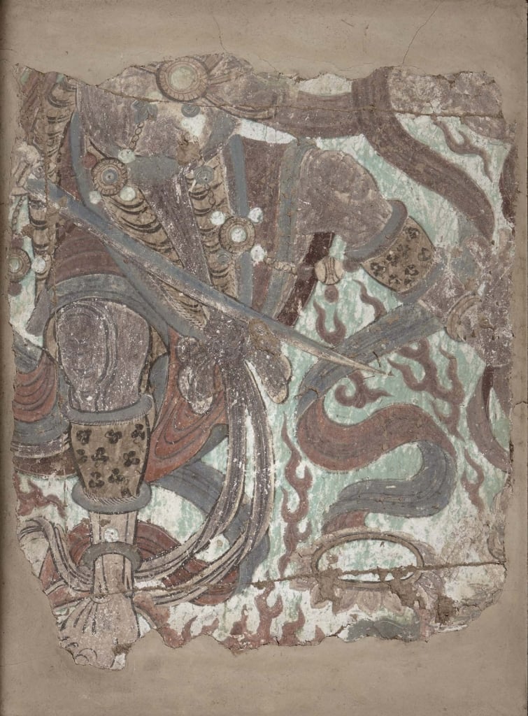 10－12世紀〈火頭金剛〉壁畫，85.2×62.2公分，吐魯番柏孜克里克採集，大谷光瑞舊藏，朝鮮總督府博物館舊藏，韓國國立中央博物館藏。圖取自韓國國立中央博物館典藏資料庫。