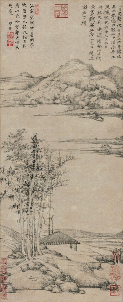 佳士得香港2025年秋拍：元倪瓚1368年作〈江亭山色圖〉以1億5,995萬港元成交。圖∣本刊資料室。