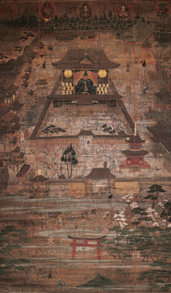 日本室町時代15世紀〈北野宮曼荼羅圖〉，125.8×73.3公分，京都 北野天滿宮藏，4月18日至5月17日展示。圖／京都國立博物館。