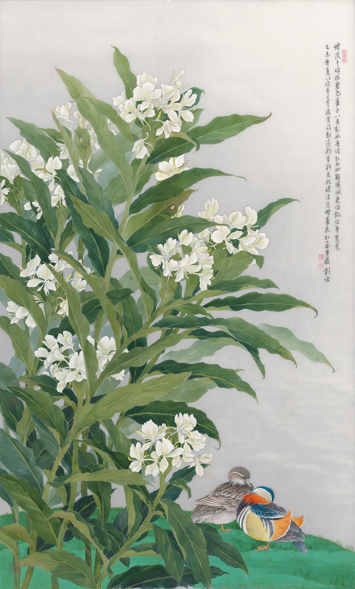 劉墉2015年〈更隨甄宓夢鴛鴦〉，水墨設色絹本，135×81公分。劉墉提供。