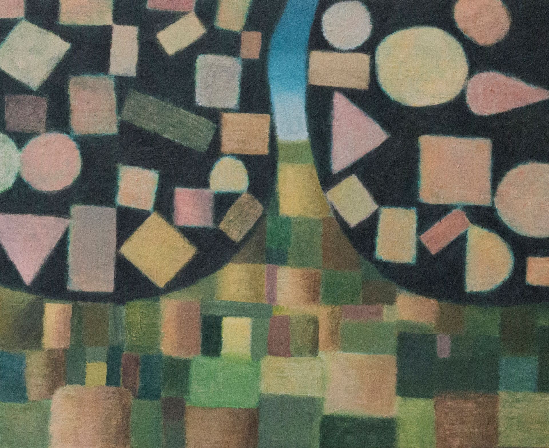 陳劭彥《樹後面一座山》，壓克力、畫布，53 x 65 cm，2024。（藝術家和也趣畫廊提供）