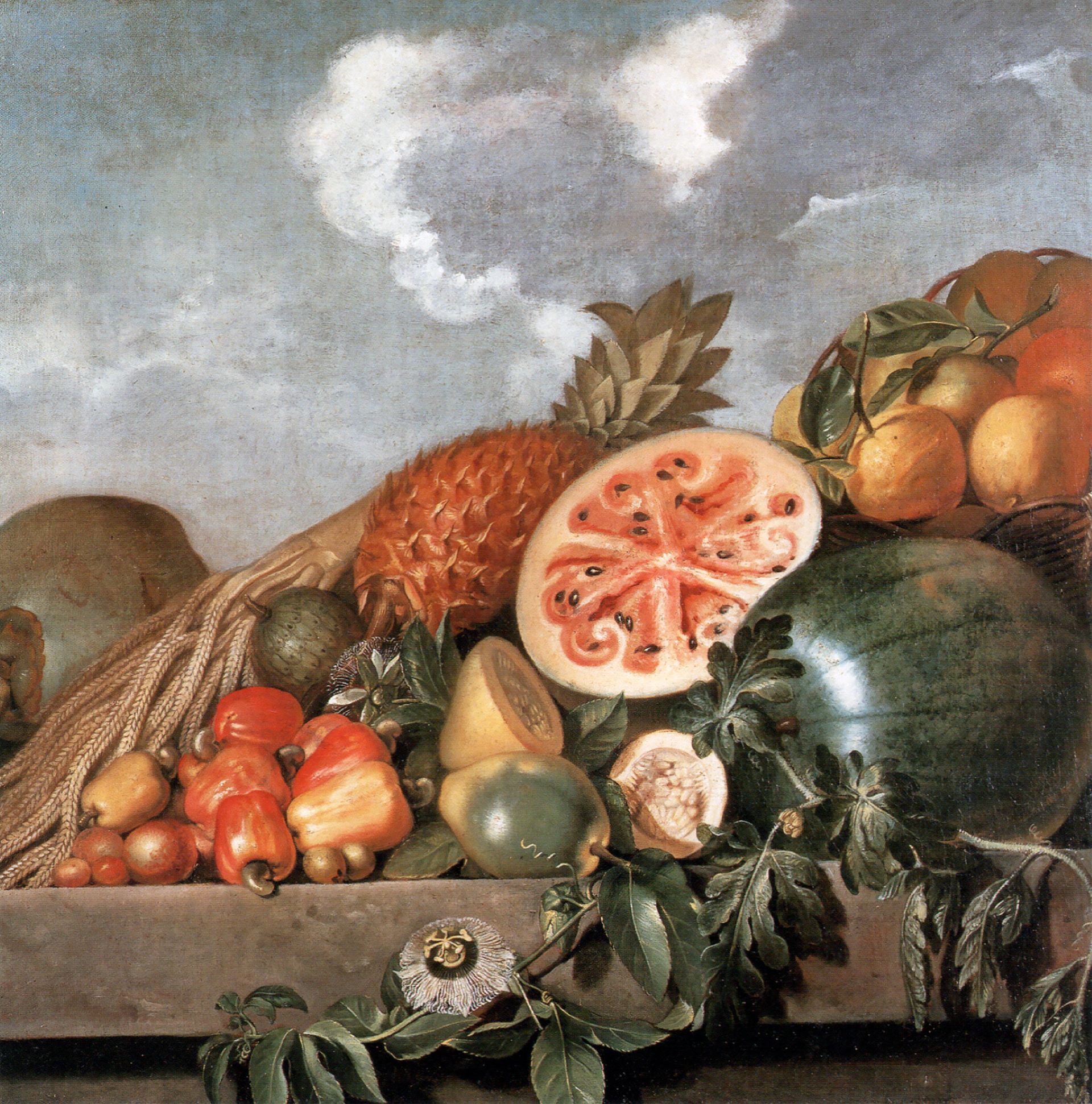 阿爾伯特．艾克豪特（Albert Eckhout），《水果》（Fruits），1637-44，91 × 91 cm，油彩畫布，丹麥國立博物館（Nationalmuseet）藏。（Wikipedia）