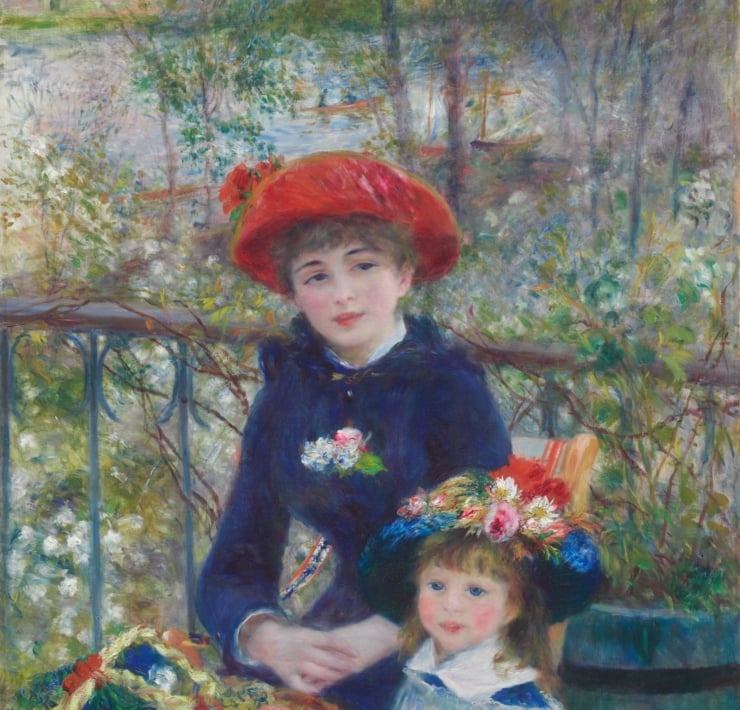 010-皮耶-奧古斯特·雷諾瓦《露台上的兩姊妹》（Two-Sisters-On-the-Terrace），1881，油彩畫布，100.5x81公分，芝加哥藝術博物館（Art-Institute-of-Chicago）藏。引自芝加哥藝術博物館…