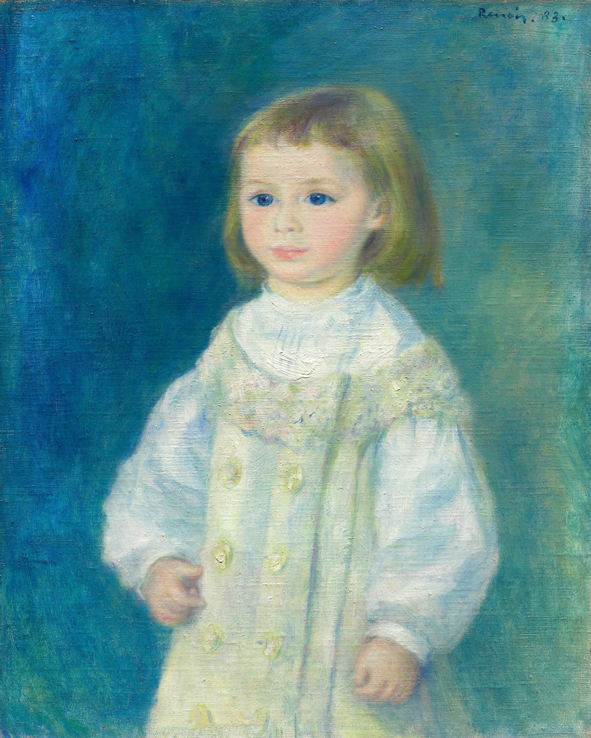 皮耶-奧古斯特．雷諾瓦《露西．貝拉爾 / 白衣兒童》（Lucie Bérard / Child in White），1883，油彩畫布，61.7×50.4公分，芝加哥藝術博物館（Art Institute of Chicago）藏…