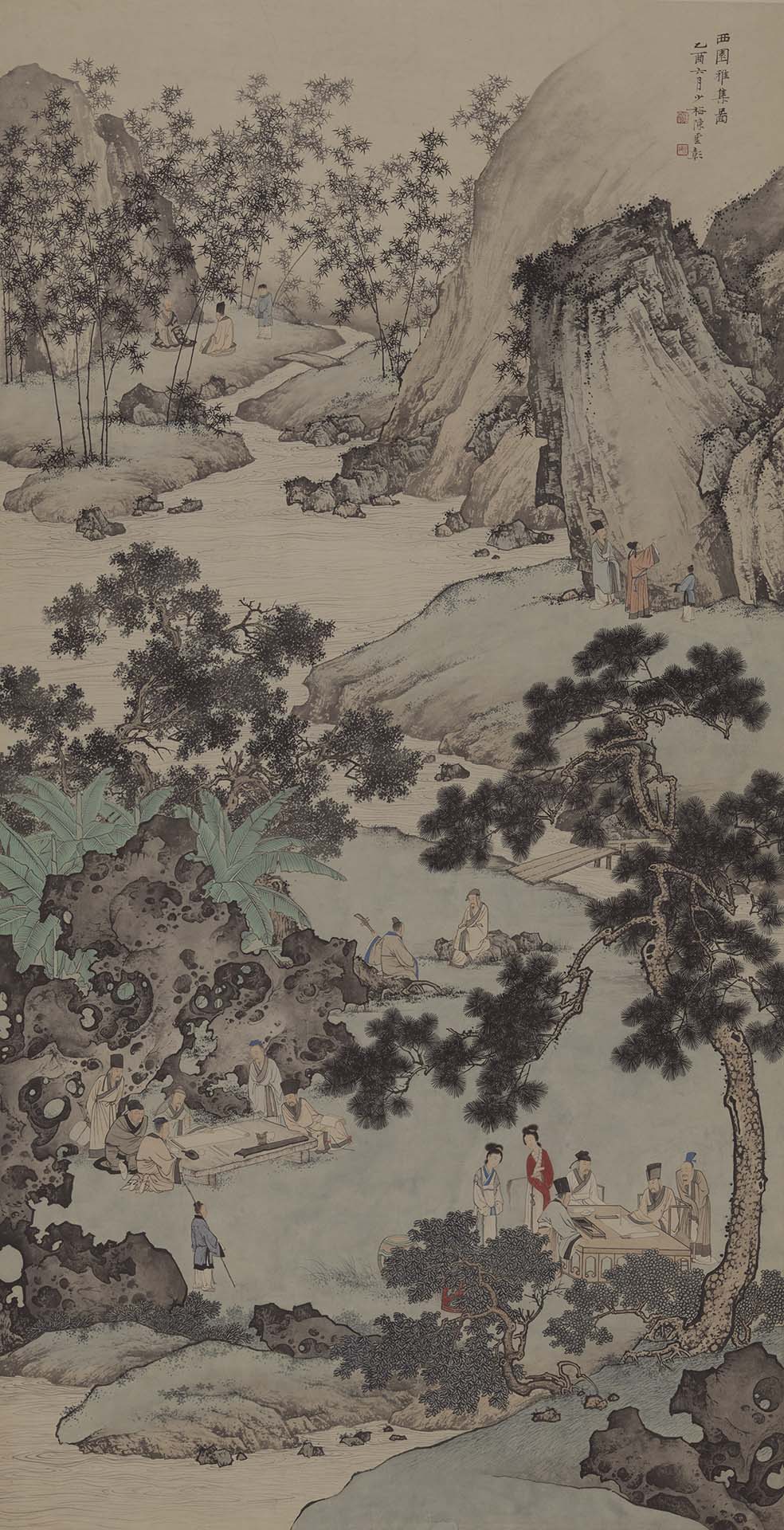 圖5 陳少梅1945年六月作〈西園雅集〉，紙本設色，131×67.5公分，2014年中國嘉德春拍，Lot 1216。