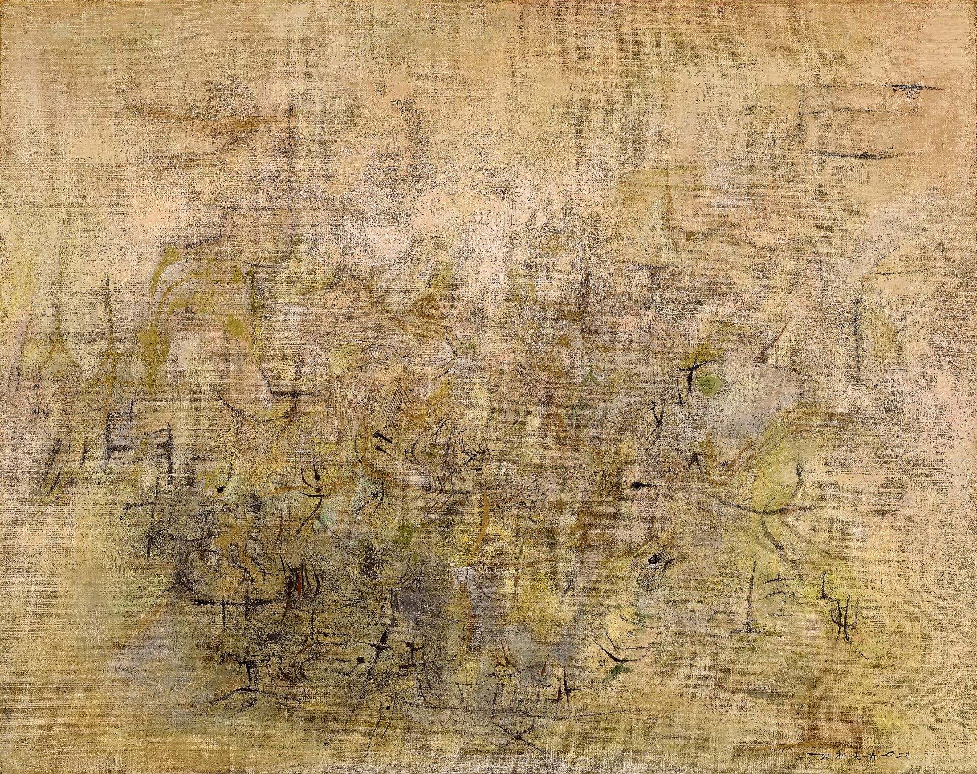 趙無極，《抽象風景》，油彩 畫布，65 × 81 cm，1954。預估價：40,000,000-60,000,000 新台幣。（羅芙奧提供）