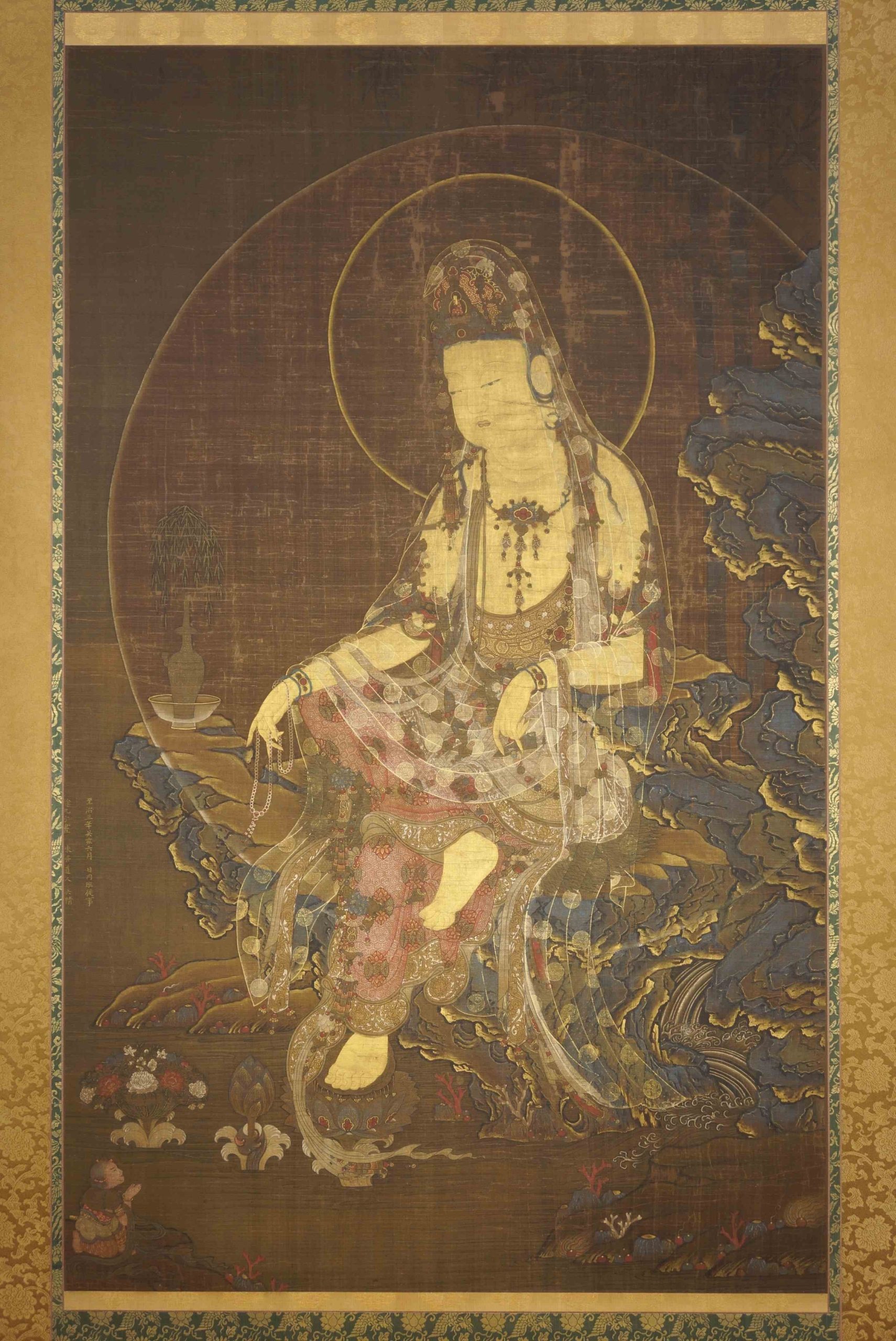 圖1 【修復後】日本重要文化財 高麗時代 徐九方忠肅王十年（1323）作〈水月觀音像〉，166.3×101.3公分，京都泉屋博古館藏。圖／京都泉屋博古館。展期：5月9日～5月31日。
