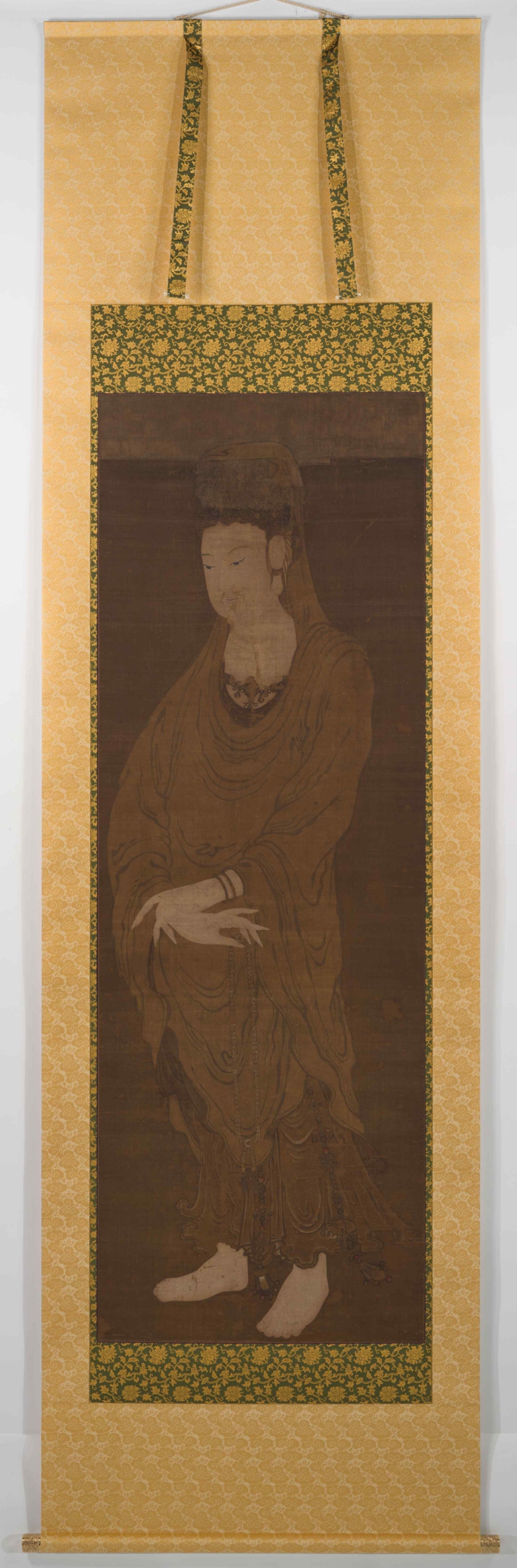 圖8 【修復後】日本重要文化財 元代14世紀 〈觀世音菩薩像〉，166.1×57.2公分，京都天龍寺藏。圖／京都泉屋博古館。展期：5月9日～5月31日。