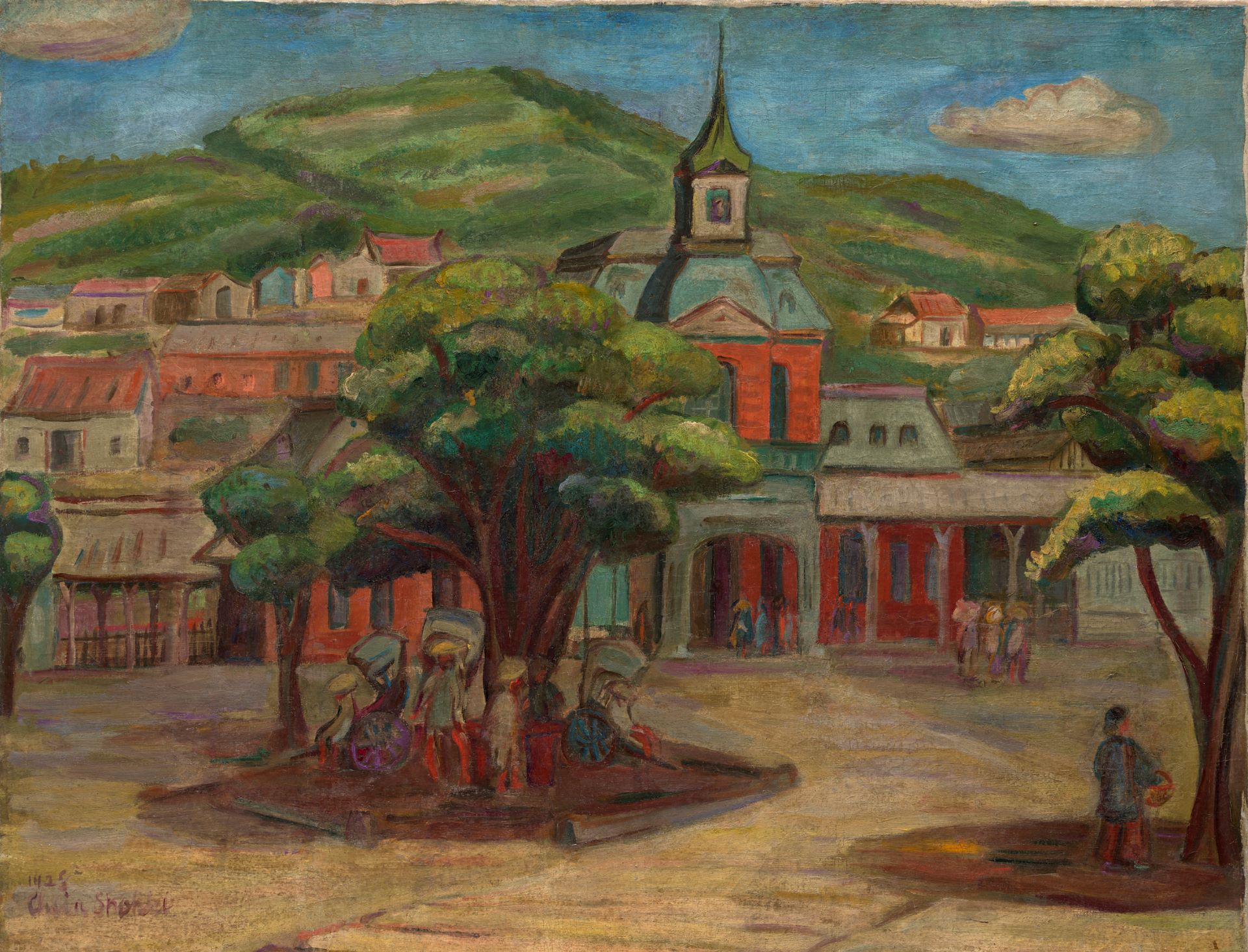 陳植棋，《基隆火車站》，油彩、畫布，72.5×90.5 cm，1928。家屬收藏。（國立台灣美術館提供）