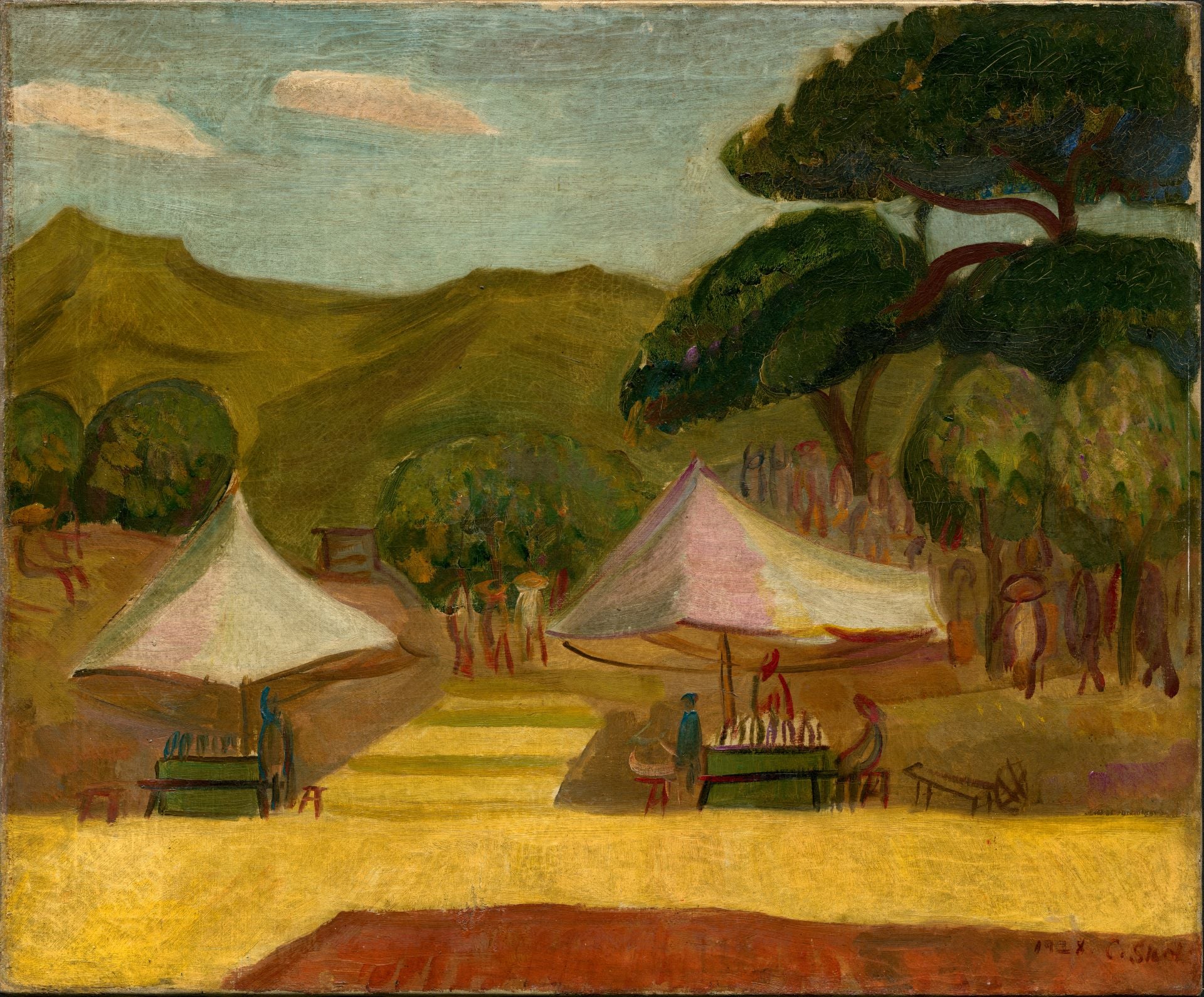 陳植棋，《公園入口》，油彩、畫布，60×50 cm，1928。家屬收藏。此為陳棋植參展第三回「七星畫壇」的作品。（國立台灣美術館提供）