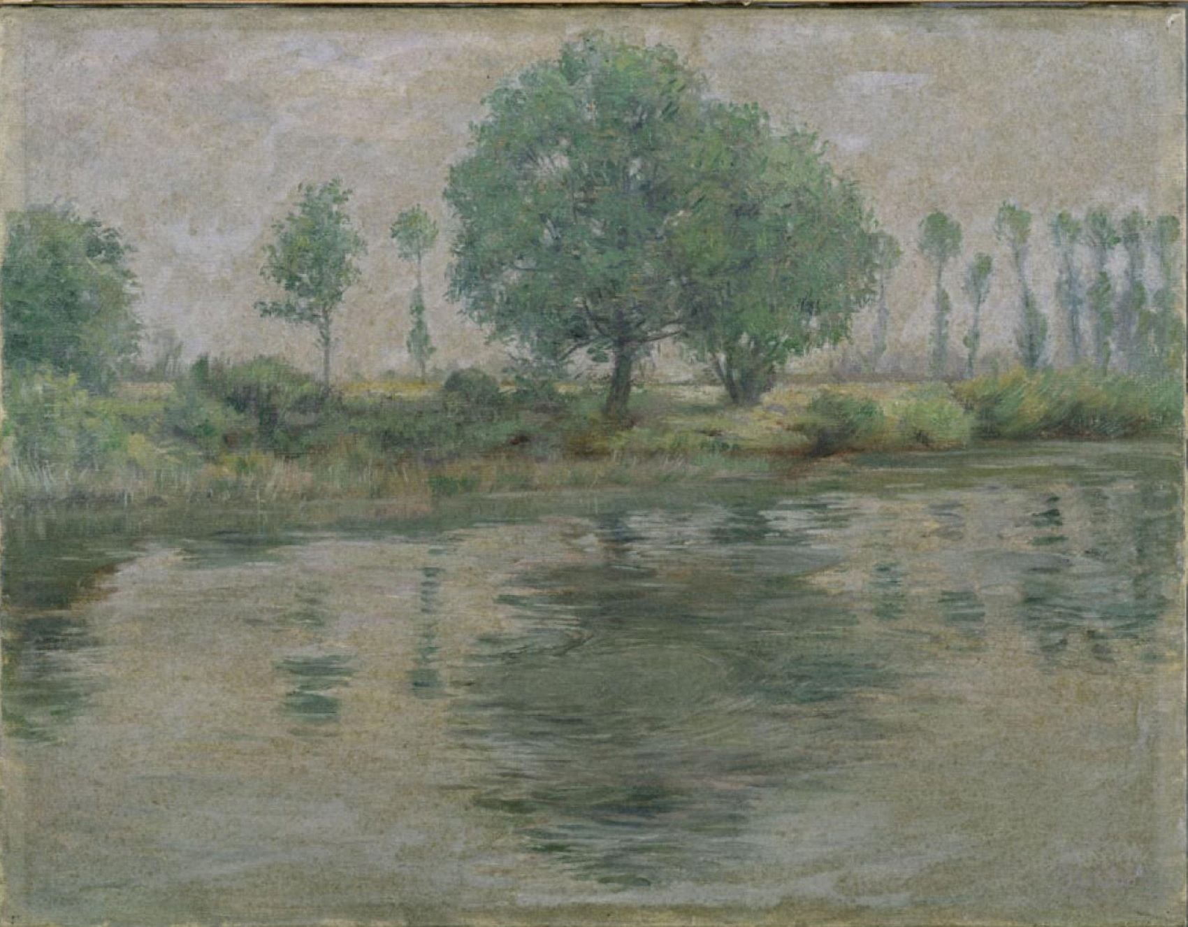 岡田三郎助，《塞納河上游的景色》，油彩，69.2×83 cm，1899。東京藝術大學典藏。（國立台灣美術館提供）