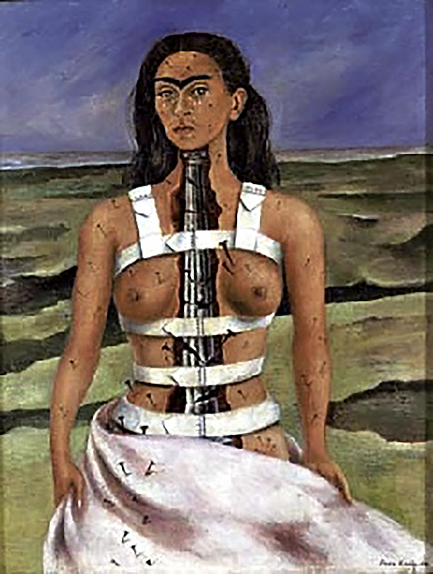 芙烈達．卡蘿｜斷裂的柱子 油彩、畫布 1944年作（Museo Dolores Olmedo；© Banco de México Diego Rivera Frida Kahlo Museums Trust／Artists Rights S…
