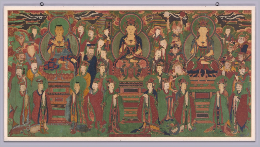 圖7 18世紀 敏熙等人〈三藏菩薩圖〉,麻布水墨設色,142.9×274公分,韓國國立中央博物館藏。圖/芝加哥藝術博物館(Art Institute of Chicago)。