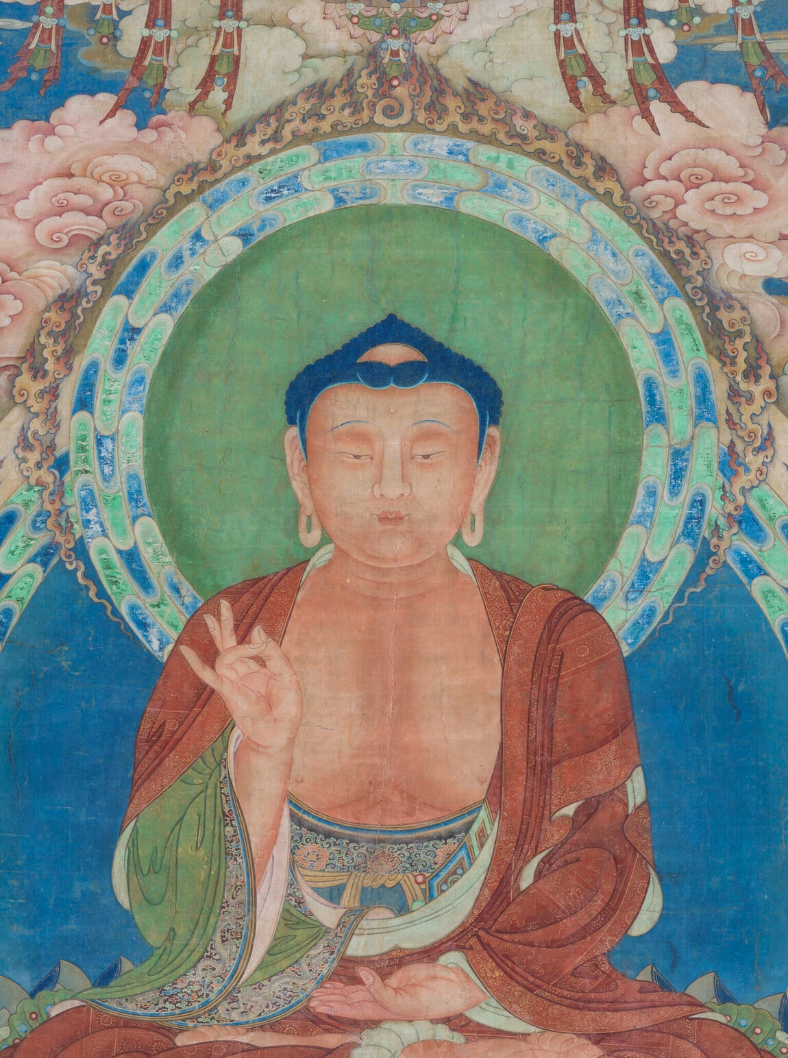 明末／清初《南無釋迦牟尼尊佛像》，設色絹本，立軸，212×116.5公分，估價10萬至15萬歐元。圖 / 巴黎邦翰斯。